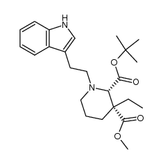 α-tert-butyl β-methyl (2S,3R)-3-ethyl-1-[2-(3-indolyl)ethyl]hexahydroquinolate结构式