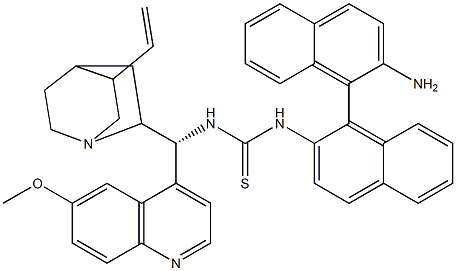 N-[(S)-2'-氨基-1,1'-联萘-2-基]-N'-[(9R)-6'-甲氧基奎宁-9-基]硫脲结构式