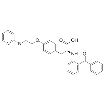 N-(2-苯甲酰基苯基)-O-[2-(甲基-2-吡啶基氨基)乙基]-L-酪氨酸结构式