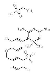 2-chloro-5-[[2-chloro-4-(4,6-diamino-2,2-dimethyl-1,3,5-triazin-1-yl)phenoxy]methyl]benzenesulfonyl fluoride; ethanesulfonic acid结构式