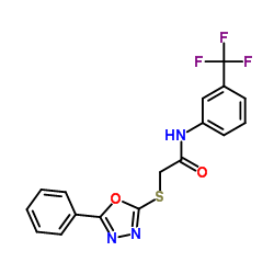 2-[(5-Phenyl-1,3,4-oxadiazol-2-yl)sulfanyl]-N-[3-(trifluoromethyl)phenyl]acetamide Structure