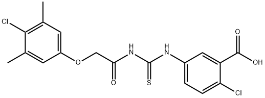 2-chloro-5-[[[[(4-chloro-3,5-dimethylphenoxy)acetyl]amino]thioxomethyl]amino]-benzoic acid结构式