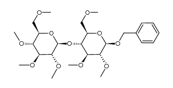 benzyl-[O2,O3,O6-trimethyl-O4-(tetra-O-methyl-β-D-glucopyranosyl)-β-D-glucopyranoside]结构式