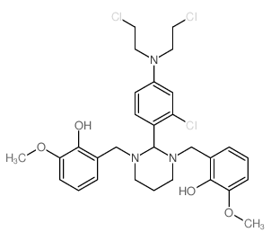 o-Cresol, a,a'-[2-[4-[bis(2-chloroethyl)amino]-2-chlorophenyl]dihydro-1,3(2H,4H)-pyrimidinediyl]bis[6-methoxy-(7CI,8CI) Structure