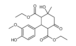 diethyl 4-hydroxy-2-(4-hydroxy-3-methoxyphenyl)-4-methyl-6-oxocyclohexane-1,3-dicarboxylate结构式
