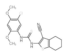 3-(5-chloro-2,4-dimethoxy-phenyl)-1-(3-cyano-4,5,6,7-tetrahydrobenzothiophen-2-yl)thiourea Structure