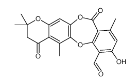 8-hydroxy-2,2,5,10-tetramethyl-4,11-dioxo-3H-chromeno[6,7-b][1,4]benzodioxepine-7-carbaldehyde结构式