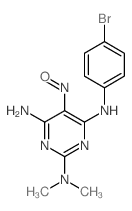 N4-(4-bromophenyl)-N2,N2-dimethyl-5-nitroso-pyrimidine-2,4,6-triamine structure