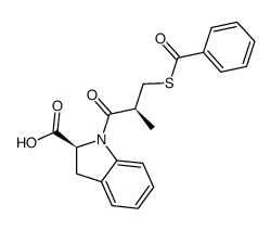 (-)-(S)-1-[(S)-3-(benzoylthio)-2-methyl-1-oxopropyl]indoline-2-carboxylic acid结构式