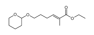 ethyl (E)-2-methyl-6-(6-tetrahydropyran-2-yl)oxy-2-hexenate结构式
