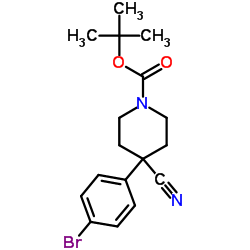 tert-butyl 4-(4-bromophenyl)-4-cyanopiperidine-1-carboxylate Structure