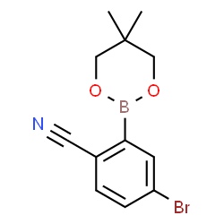 4-Bromo-2-(5,5-dimethyl-1,3,2-dioxaborinan-2-yl)benzonitrile结构式