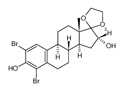 (16β-2H)2,4-dibromo-17,17-ethylenedioxy-1,3,5(10)-estratriene-3,16α-diol Structure