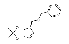 (+/-)-(1β,2α,3α)-2,3-(dimethylmethylenedioxy)-1-<(phenylmethoxy)methyl>-4-cyclopentene结构式