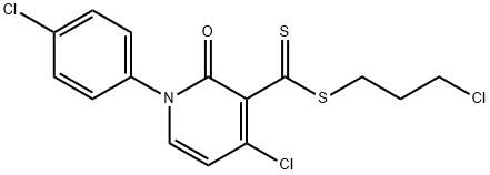 3-Pyridinecarbodithioic acid, 4-chloro-1-(4-chlorophenyl)-1,2-dihydro-2-oxo-, 3-chloropropyl ester结构式