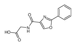 N-(2-phenyl-oxazole-4-carbonyl)-glycine结构式