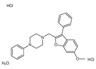 1-[(6-methoxy-3-phenyl-1-benzofuran-2-yl)methyl]-4-phenylpiperazine,hydrate,dihydrochloride Structure