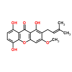 1,5,8-三羟基-3-甲氧基-2-异戊烯基氧杂蒽酮结构式