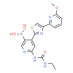6-(3-ethylureido)-4-(4-(6-Methoxypyridin-2-yl)thiazol-2-yl)pyridin-3-ylboronic acid Structure
