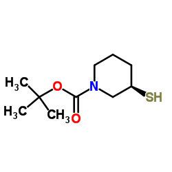 (R)-3-Mercapto-piperidine-1-carboxylic acid tert-butyl ester结构式