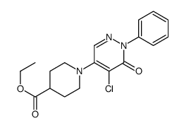 Ethyl 1-(5-chloro-6-oxo-1-phenyl-1,6-dihydro-4-pyridazinyl)-4-pip eridinecarboxylate结构式