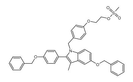 2-(4-{[5-(benzyloxy)-2-[4-(benzyloxy)phenyl]-3-methyl-1H-indol-1-yl]methyl}phenoxy)ethyl methanesulfonate结构式