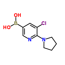 5-chloro-6-(pyrrolidin-1-yl)pyridin-3-ylboronic acid structure