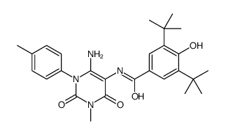 Benzamide,N-[6-amino-1,2,3,4-tetrahydro-3-methyl-1-(4-methylphenyl)-2,4-dioxo-5-pyrimidinyl]-3,5-bis(1,1-dimethylethyl)-4-hydroxy- structure