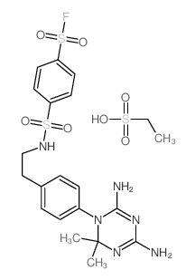 4-[2-[4-(4,6-diamino-2,2-dimethyl-1,3,5-triazin-1-yl)phenyl]ethylsulfamoyl]benzenesulfonyl fluoride; ethanesulfonic acid structure