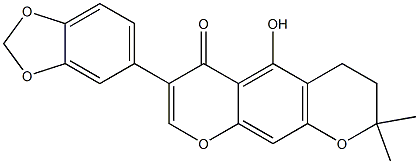 7-(1,3-Benzodioxol-5-yl)-3,4-dihydro-5-hydroxy-2,2-dimethyl-2H,6H-benzo[1,2-b:5,4-b']dipyran-6-one结构式