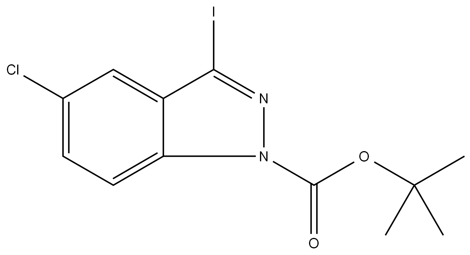 1H-Indazole-1-carboxylic acid, 5-chloro-3-iodo-, 1,1-dimethylethyl ester structure