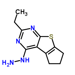 2-Ethyl-4-hydrazino-6,7-dihydro-5H-cyclopenta[4,5]thieno[2,3-d]pyrimidine结构式