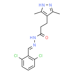 (E)-N-(2,6-dichlorobenzylidene)-3-(3,5-dimethyl-1H-pyrazol-4-yl)propanehydrazide structure