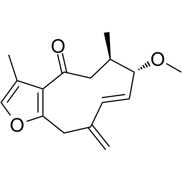 (1E)-3-Methoxy-8,12-epoxygermacra-1,7,10,11-tetraen-6-one结构式