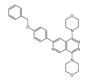 7-(4-benzyloxy-phenyl)-1,4-di-morpholin-4-yl-pyrido[3,4-d]pyridazine结构式