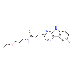Acetamide, N-(3-ethoxypropyl)-2-[(8-methyl-2H-1,2,4-triazino[5,6-b]indol-3-yl)thio]- (9CI)结构式