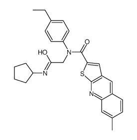 (9CI)-N-[2-(环戊基氨基)-2-氧代乙基]-N-(4-乙基苯基)-7-甲基-噻吩并[2,3-b]喹啉-2-羧酰胺结构式