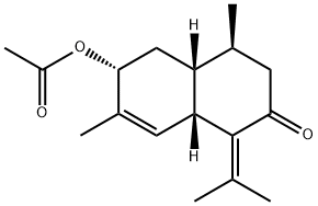 (4S)-6β-Acetoxy-3,4,4aα,5,6,8aα-hexahydro-4α,7-dimethyl-1-(1-methylethylidene)naphthalen-2(1H)-one结构式