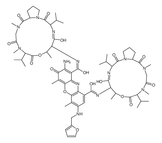 2-amino-7-(furan-2-ylmethylamino)-4,6-dimethyl-3-oxo-1-N,9-N-bis[7,11,14-trimethyl-2,5,9,12,15-pentaoxo-3,10-di(propan-2-yl)-8-oxa-1,4,11,14-tetrazabicyclo[14.3.0]nonadecan-6-yl]phenoxazine-1,9-dicarboxamide结构式