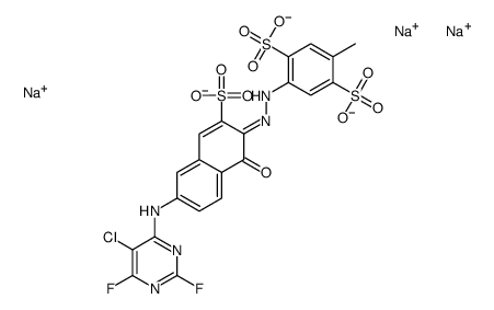 trisodium 2-[[6-[(5-chloro-2,6-difluoropyrimidin-4-yl)amino]-1-hydroxy-3-sulphonato-2-naphthyl]azo]toluene-2,5-disulphonate结构式