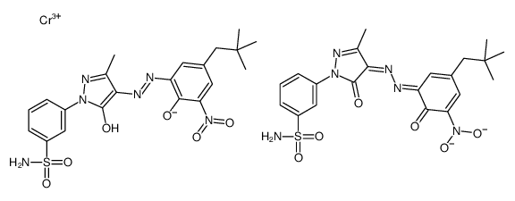 hydrogen bis[3-[4-[[2-hydroxy-5-isobutyl-3-nitrophenyl]azo]-4,5-dihydro-3-methyl-5-oxo-1H-pyrazol-1-yl]benzene-1-sulphonamidato(2-)]chromate(1-) structure