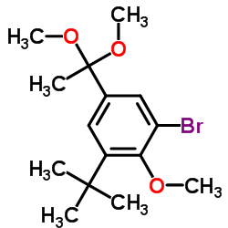 1-Bromo-5-(1,1-dimethoxyethyl)-2-methoxy-3-(2-methyl-2-propanyl)benzene Structure