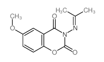 4-methoxy-8-(propan-2-ylideneamino)-10-oxa-8-azabicyclo[4.4.0]deca-2,4,11-triene-7,9-dione structure