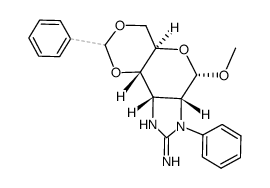 methyl O4,O6-(R)-benzylidene-2,3-(N-phenyl-N,N'-carbonimidoyl-diamino)-α-D-2,3-dideoxy-allopyranoside结构式