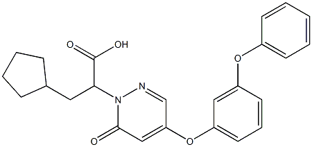 2-(4-(3-phenoxyphenoxy)-6-oxopyridazin-1(6H)-yl)-3-cyclopentylpropanoic acid结构式