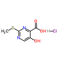 5-Hydroxy-2-(methylsulfanyl)-4-pyrimidinecarboxylic acid hydrochloride (1:1) structure