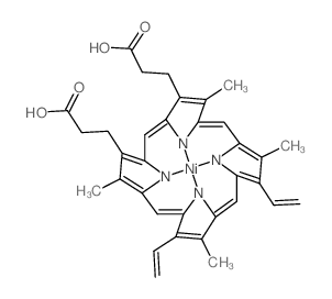 Nickelate(2-),[7,12-diethenyl-3,8,13,17-tetramethyl-21H,23H-porphine-2,18-dipropanoato(4-)-kN21,kN22,kN23,kN24]-, dihydrogen, (SP-4-2)-(9CI) picture