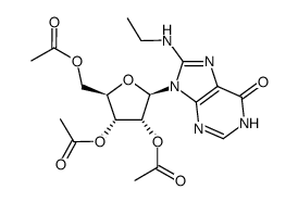 2',3',5'-tri-O-acetyl-8-(ethylamino)inosine Structure