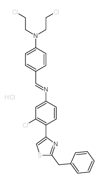 Benzenamine,N-[[4-[bis(2-chloroethyl)amino]phenyl]methylene]-3-chloro-4-[2-(phenylmethyl)-4-thiazolyl]-,hydrochloride (1:1) structure