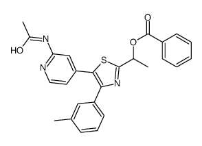 1-[5-(2-acetamidopyridin-4-yl)-4-(3-methylphenyl)-1,3-thiazol-2-yl]ethyl benzoate Structure